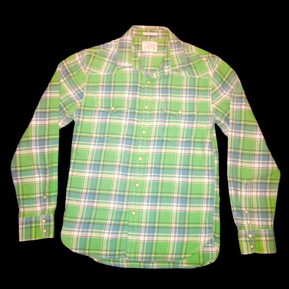 (S) Lucky Brand Green/White Plaid Classic Western